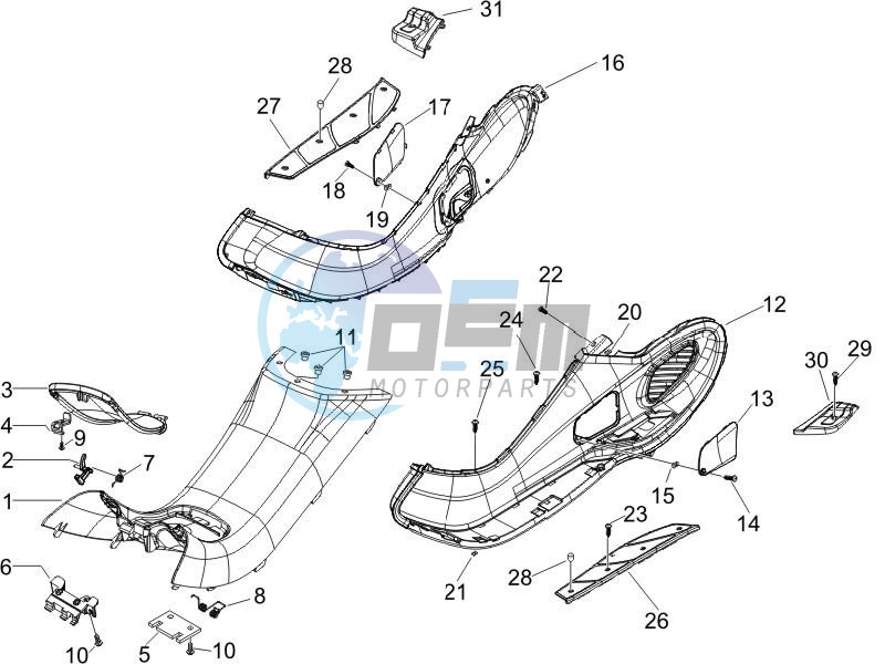 Central cover - Footrests