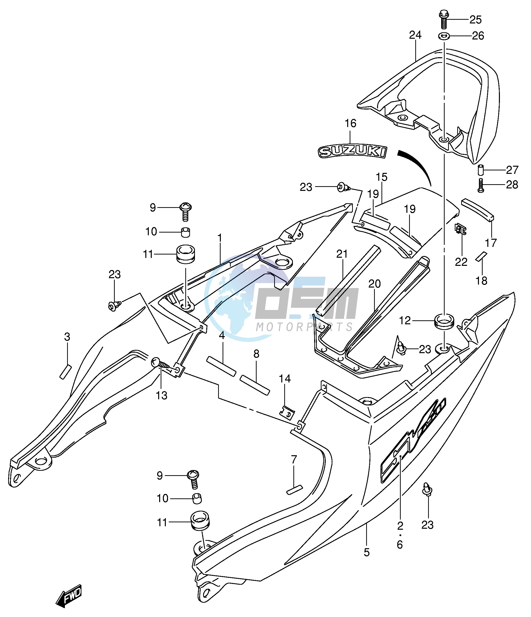 SEAT TAIL COVER (SV650K3 UK3)