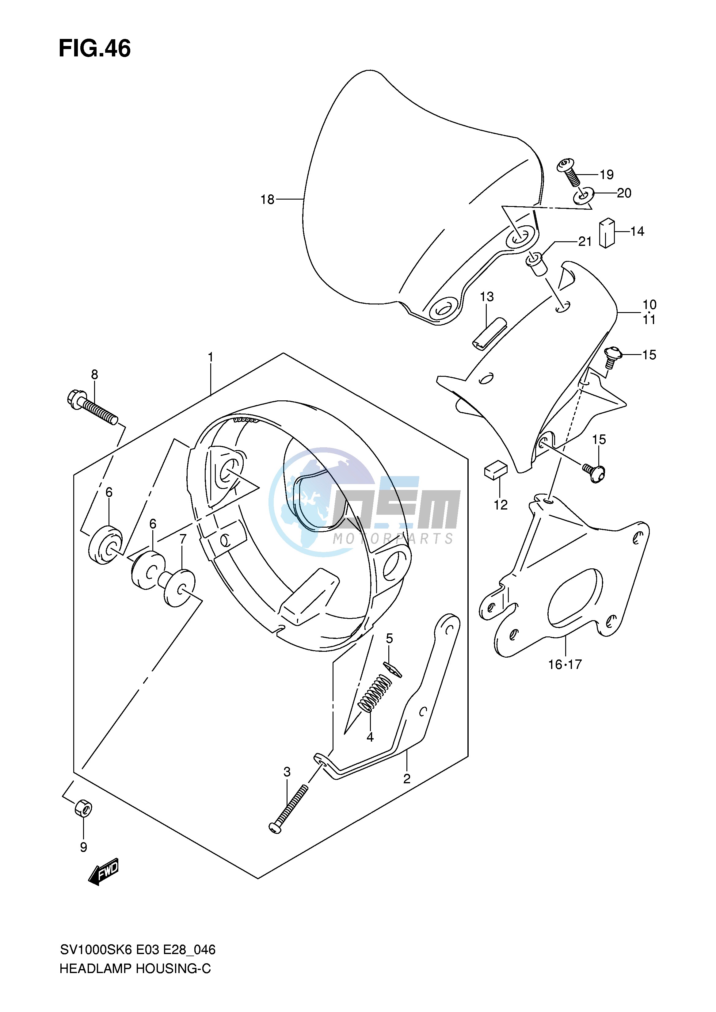 HEADLAMP HOUSING (SV1000K6 E33)