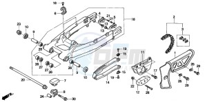 XR250R drawing SWINGARM/CHAIN CASE