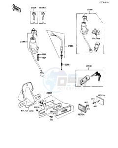 KZ 250 W [LTD BELT] (W1) [LTD BELT] drawing IGNITION SWITCH_LOCKS_REFLECTORS