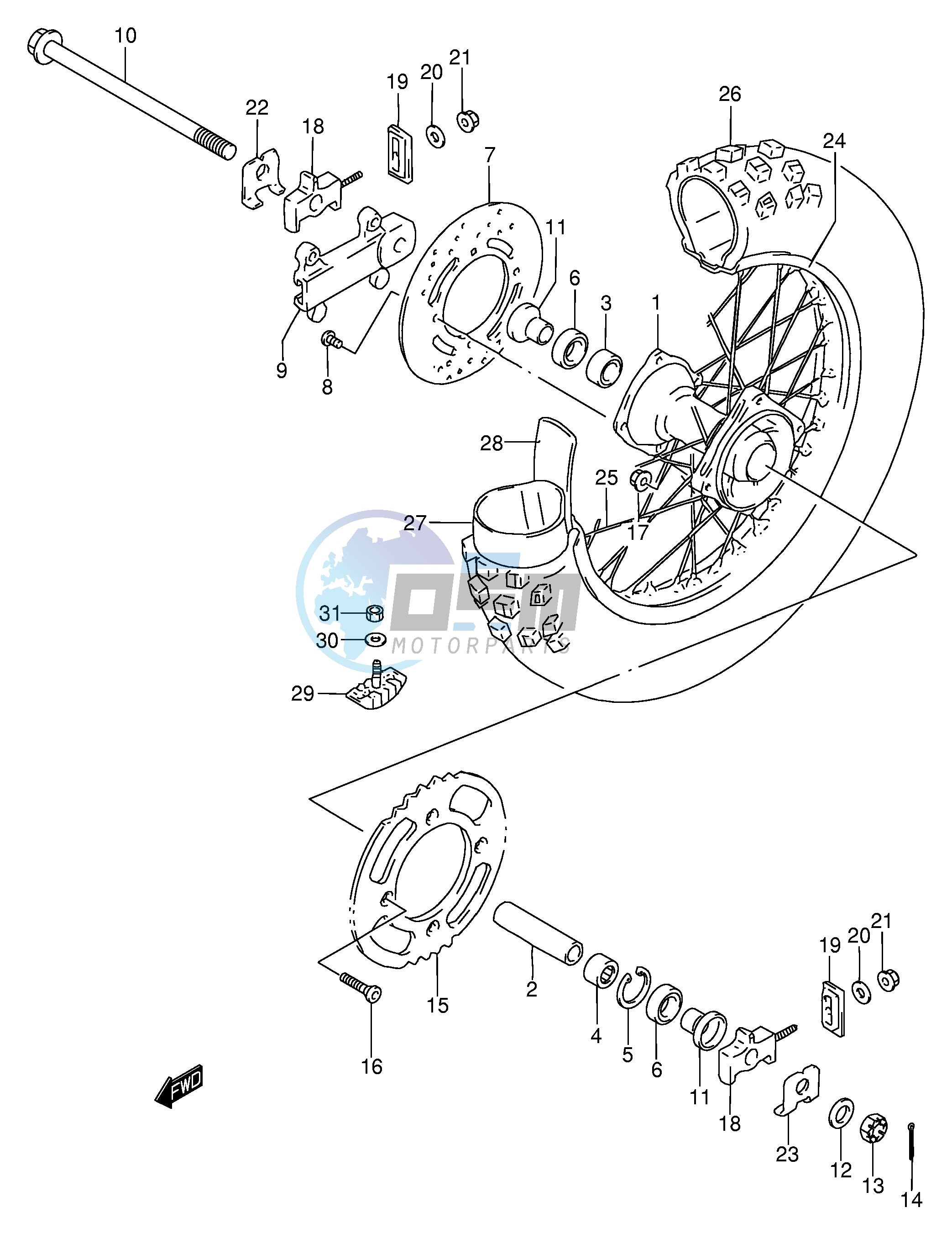 REAR WHEEL (RM85K2 K3)