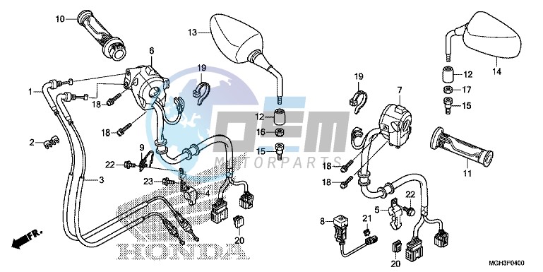 SWITCH/ CABLE/ MIRROR (VFR1200X)