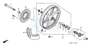 CBR125RWA UK - (E / BLA) drawing FRONT WHEEL