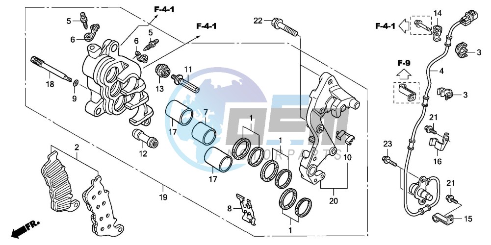 R. FRONT BRAKE CALIPER (CBF1000A/T/S)