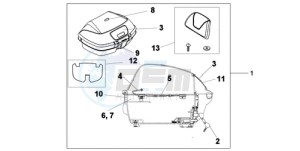 XL1000V9 Ireland - (EK) drawing TOP BOX 45L PEARL CONCOURS BLACK