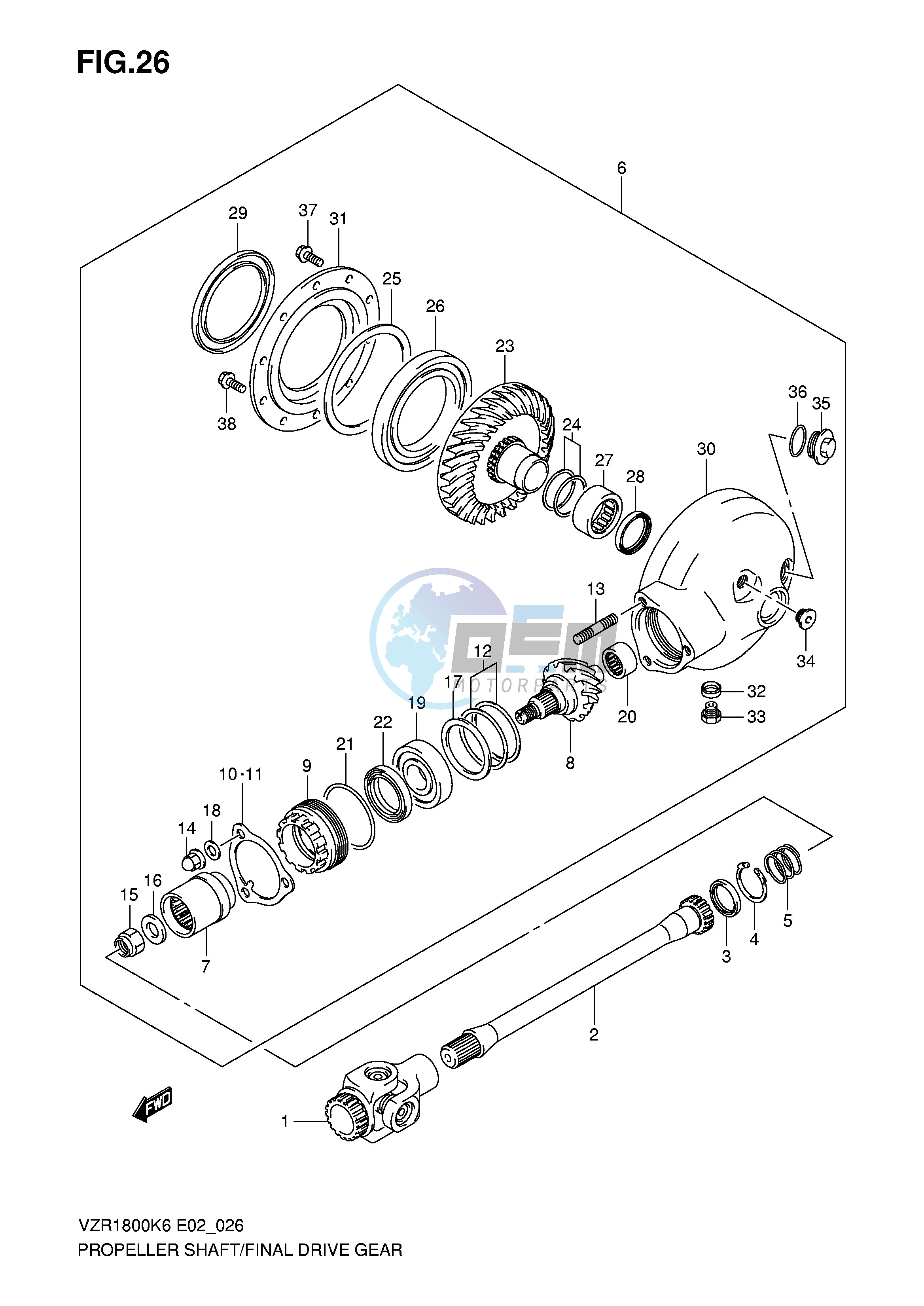 PROPELLER SHAFT FINAL DRIVE GEAR (MODEL K6 K7)