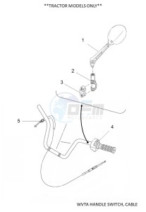 YFM450FWBD KODIAK 450 EPS (BEY1) drawing WVTA HANDLE SWITCH, CABLE