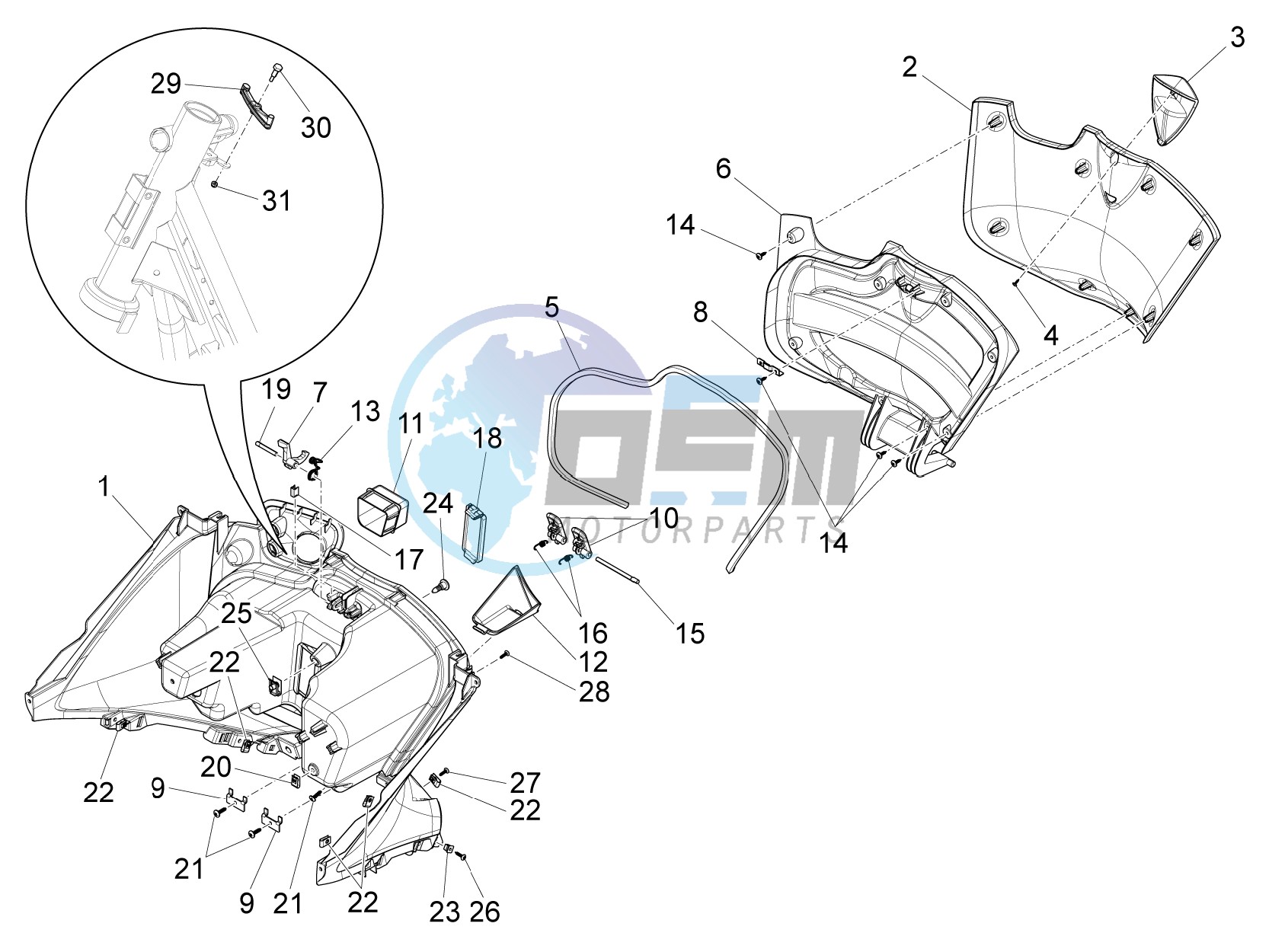 Front glove-box - Knee-guard panel