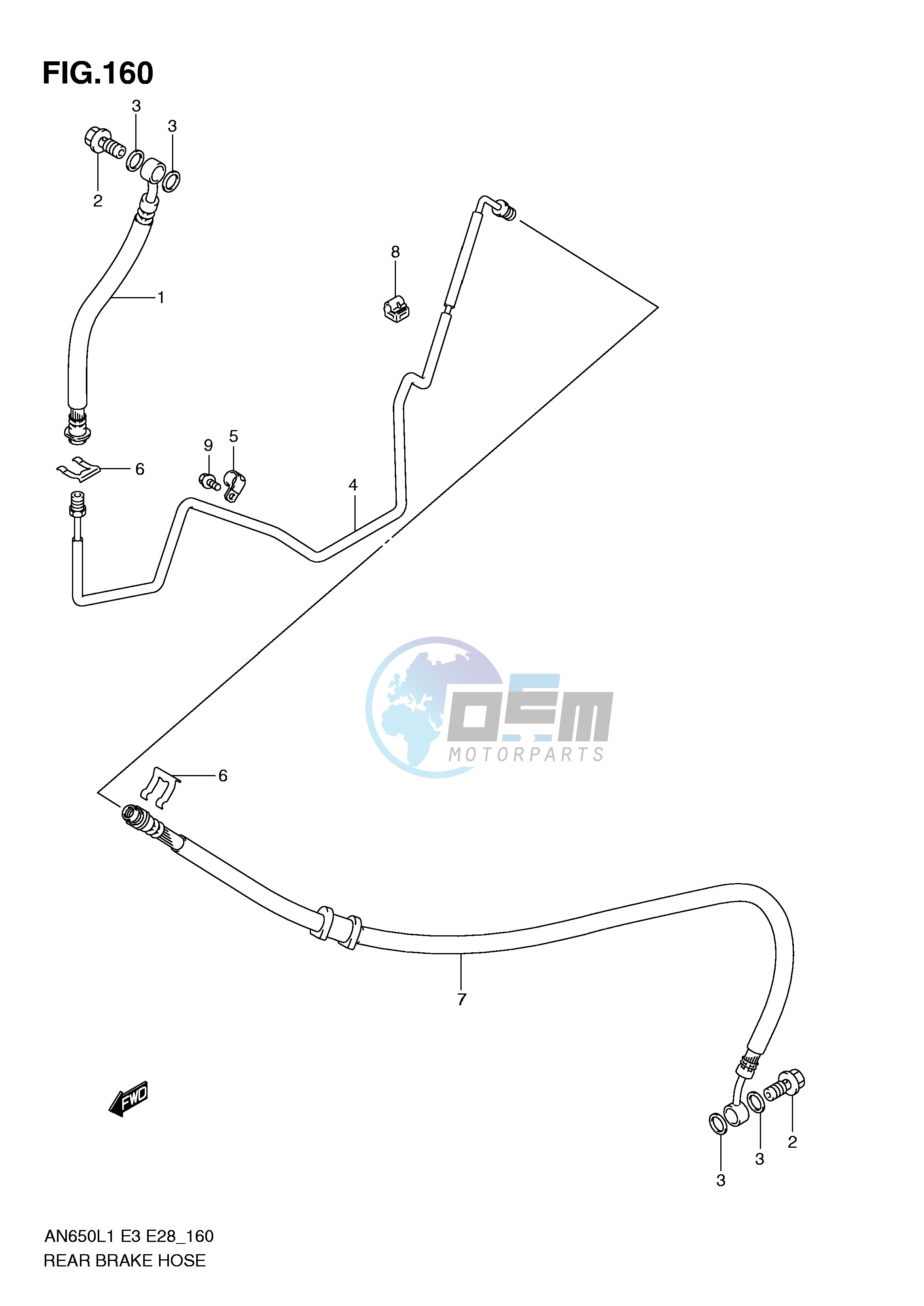 REAR BRAKE HOSE (AN650L1 E3)