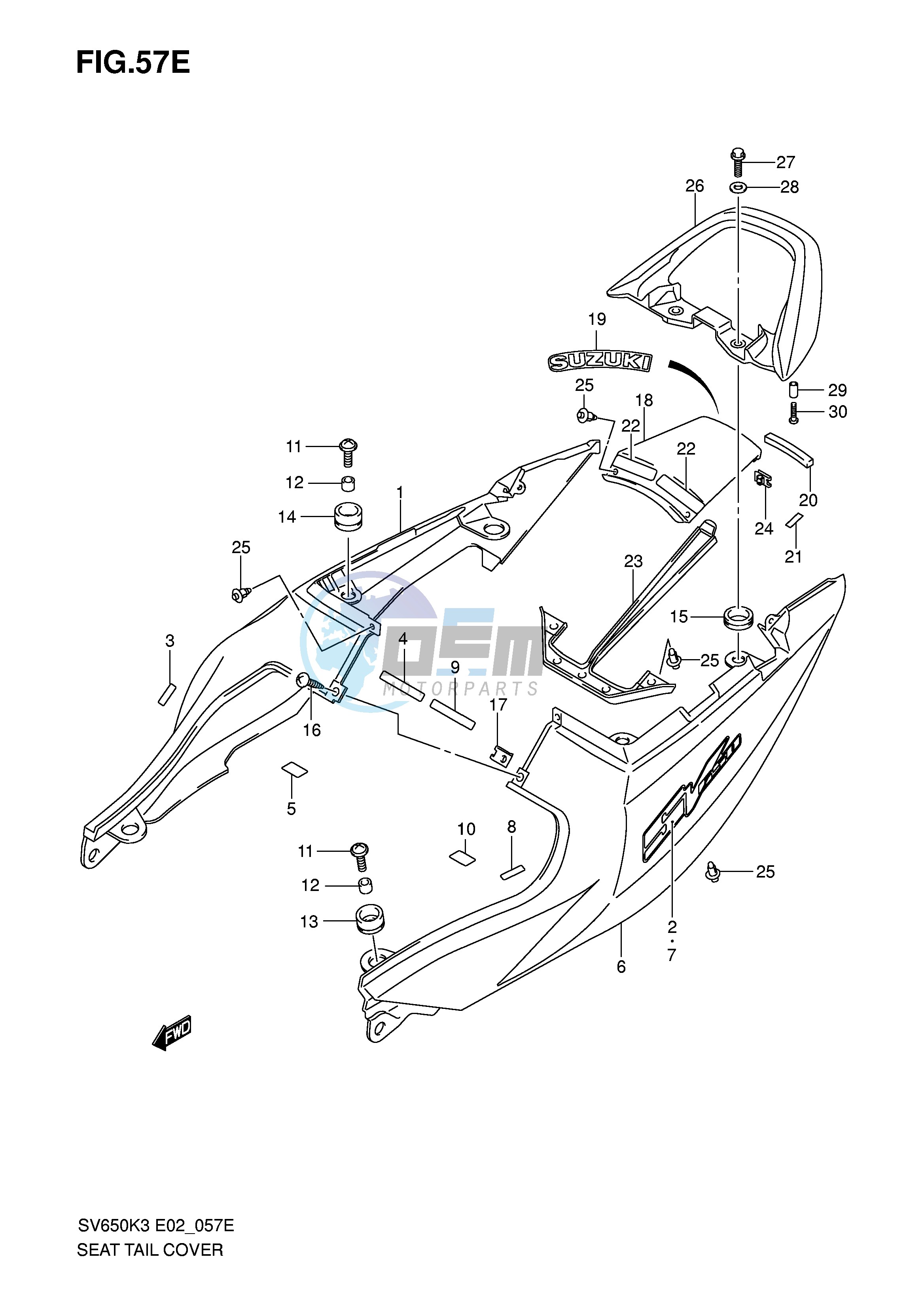 SEAT TAIL COVER (SV650K6 UK6)