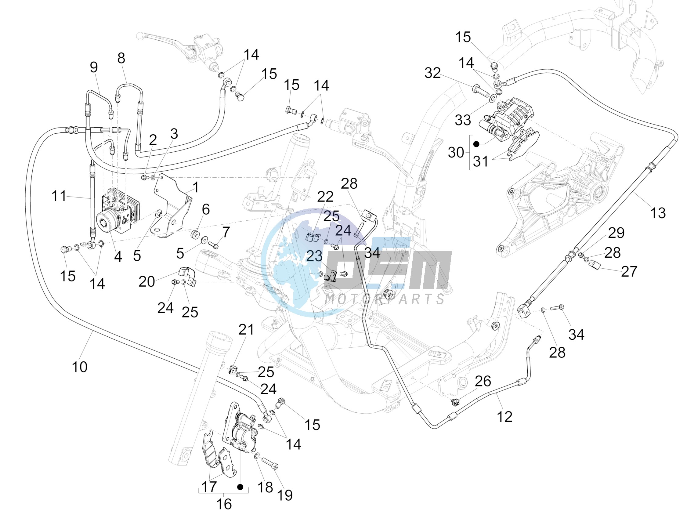 Brakes pipes - Calipers (ABS)