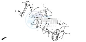 NX650 500 DOMINATOR drawing FRONT FENDER/ FRONT DISK COVER