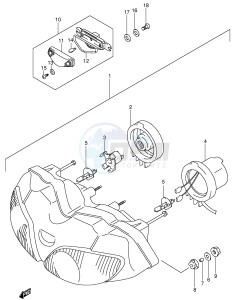 SV650 (E2) drawing HEADLAMP (SV650SX SUX SY SUY SK1 SUK1 SK2 SUK2,SEE NOTE)