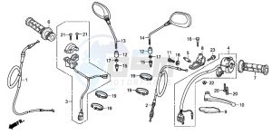 CG125ES drawing HANDLE LEVER/SWITCH/CABLE