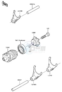 KX 250 D [KX250] (D1) [KX250] drawing GEAR CHANGE DRUM & FORKS