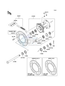 KX250F KX250T7F EU drawing Rear Hub