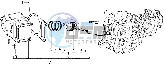 Cylinder-piston-wrist pin ass