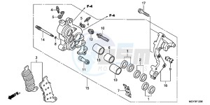 VFR800XD CrossRunner - VFR800X UK - (E) drawing R. FRONT BRAKE CALIPER