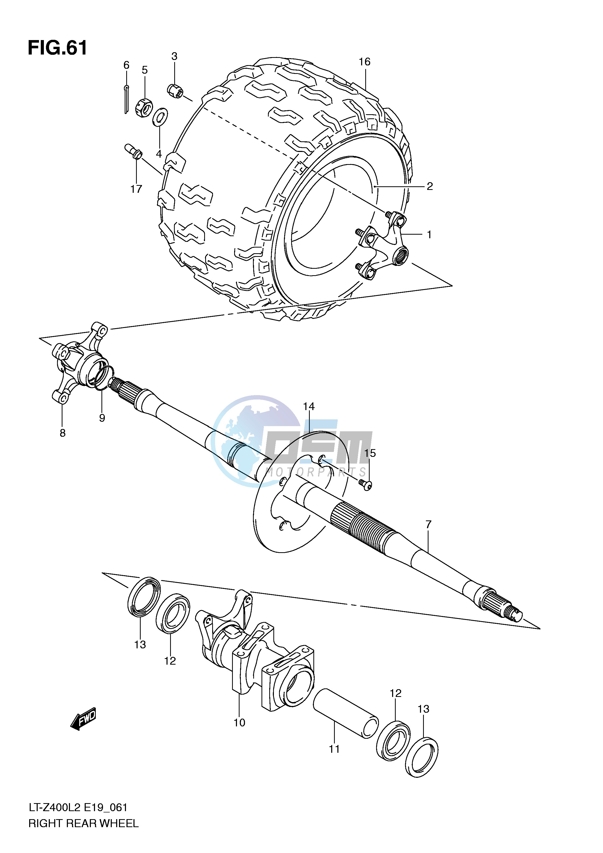 RIGHT REAR WHEEL (LT-Z400L2 E19)