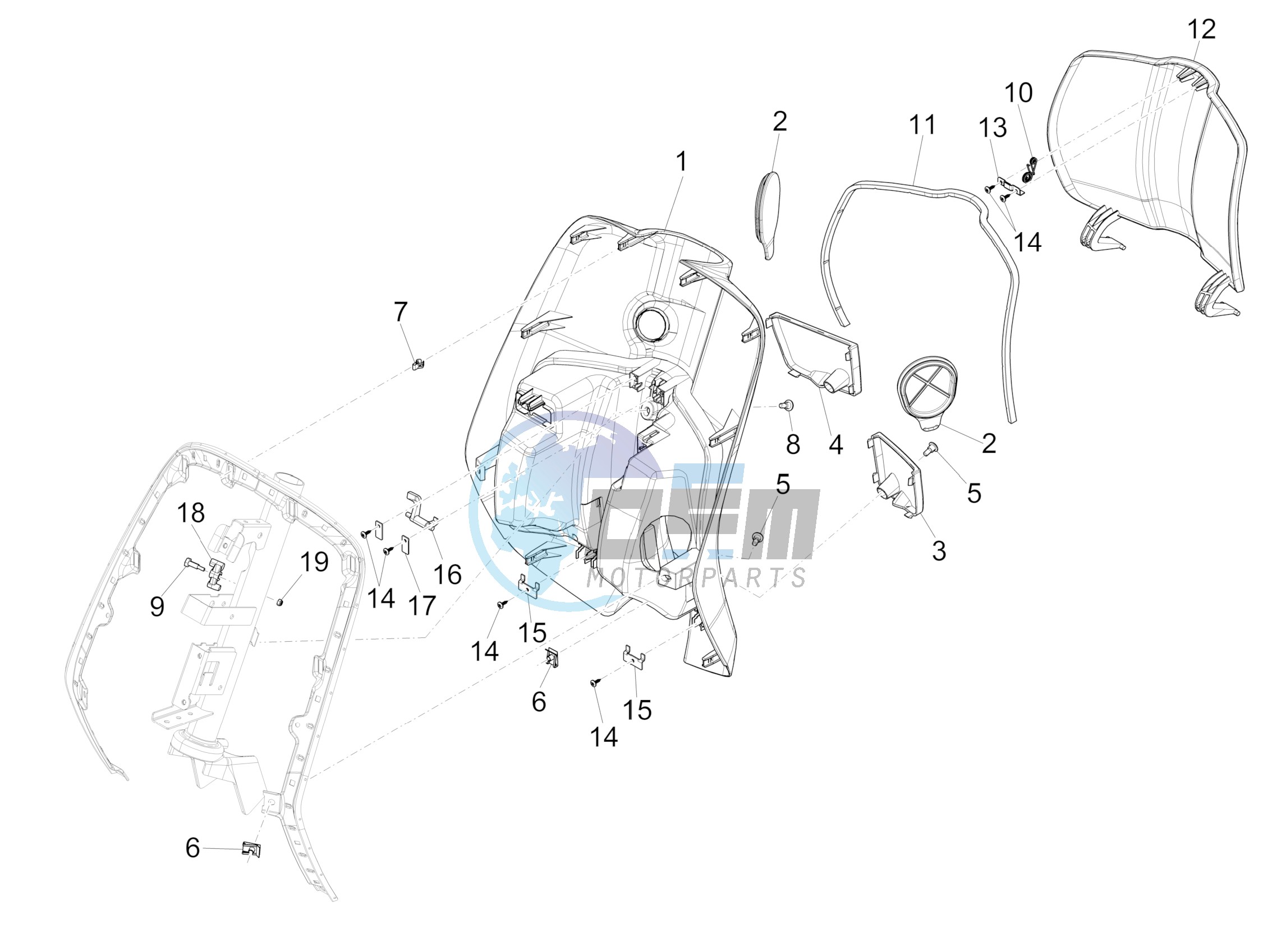 Front glove-box - Knee-guard panel