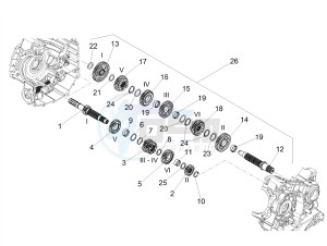 DORSODURO 900 E4 ABS (APAC) drawing Gear box - Gear assembly