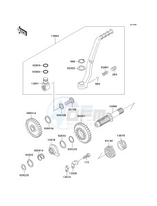 KX 500 E (E15-E16) drawing KICKSTARTER MECHANISM