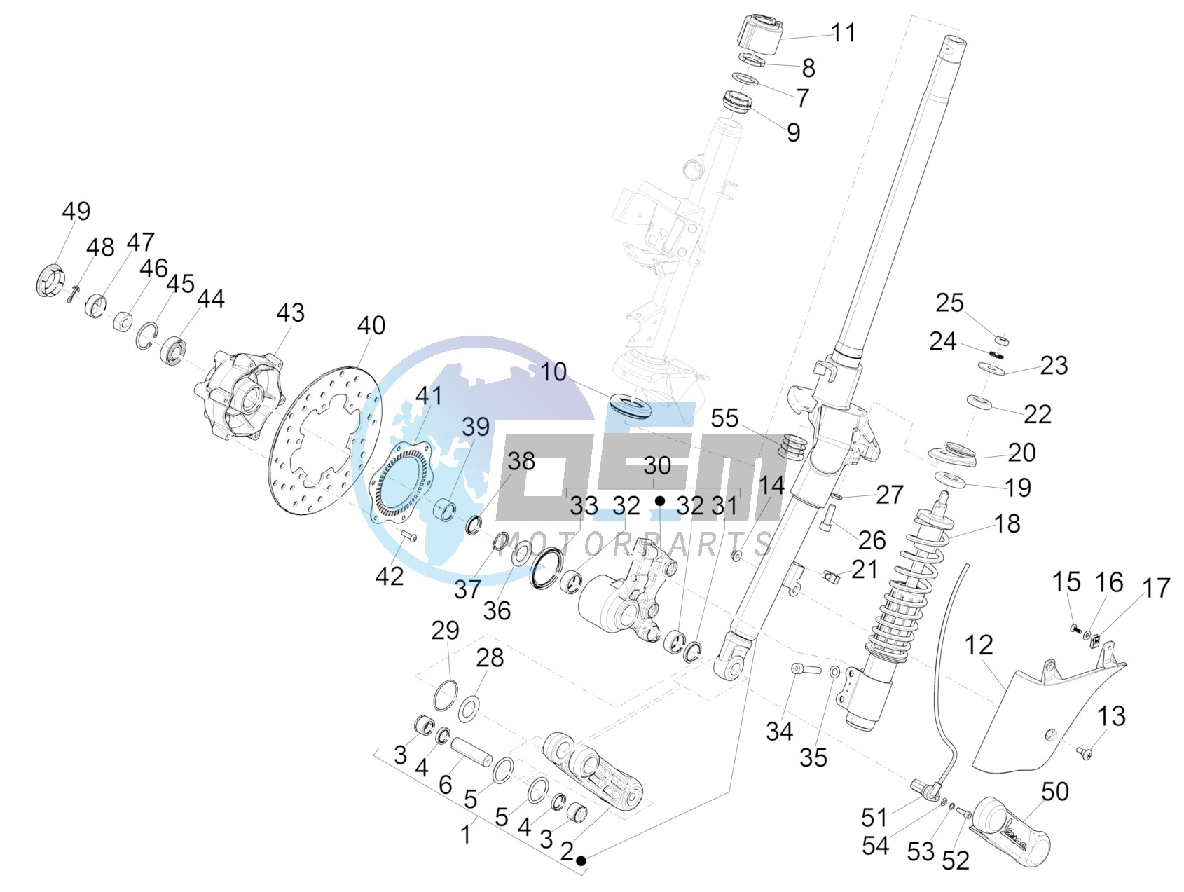 Fork/steering tube - Steering bearing unit