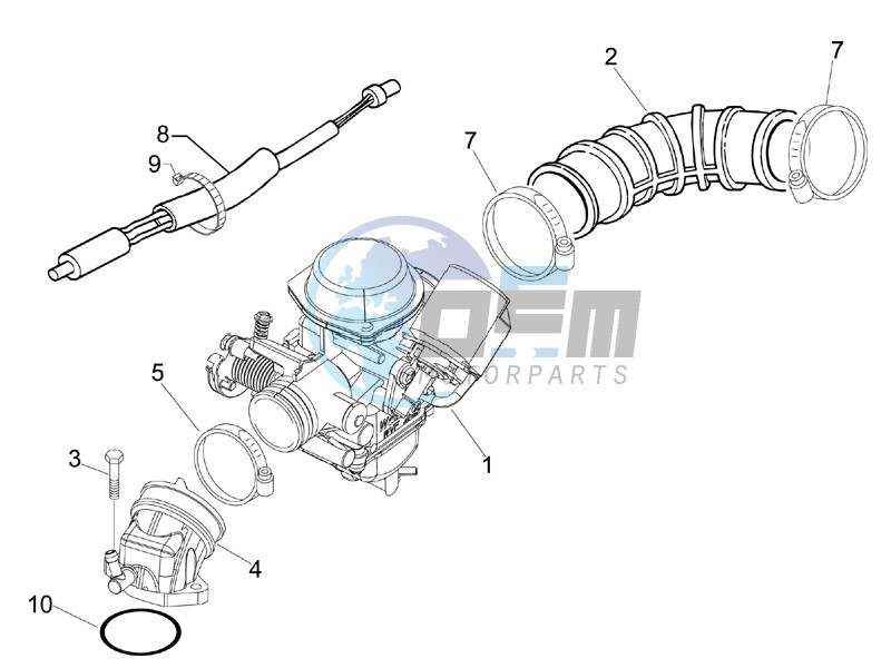 Carburettor, assembly - Union pipe