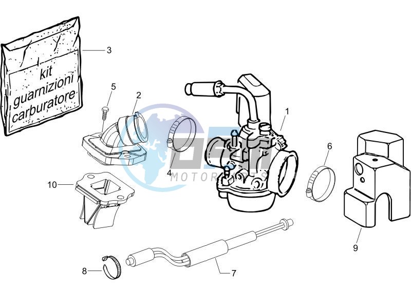 Carburettor assembly - Union pipe