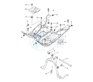 YQ AEROX 50 drawing STAND AND FOOTREST