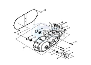 QUAD RAIDER 600 LONG CHASSIS drawing CRANKCASE COVER LEFT