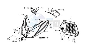 GTS 125I ABS drawing FR PLATE / INDICATORS / INNER LEG SHIELD