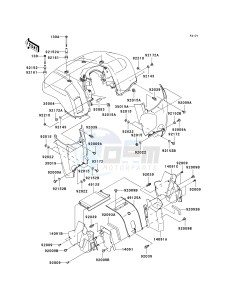 KVF 650 E [BRUTE FORCE 650 4X4 HARDWOODS GREEN HD] (E1) E1 drawing FRONT FENDER-- S- -