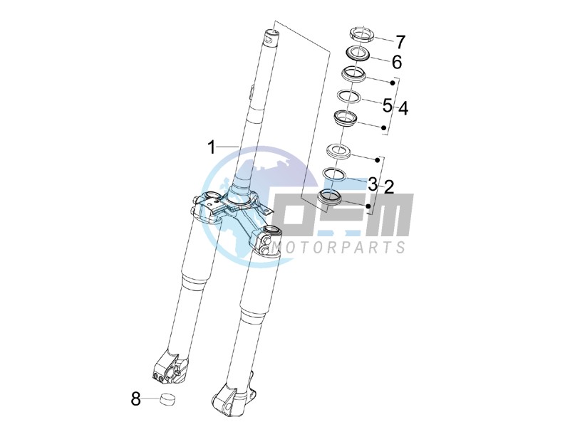 Fork steering tube - Steering bearing unit