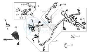 JET EURO X 50 E2 drawing WIRING HARNASS - ELECTRONIC PARTS