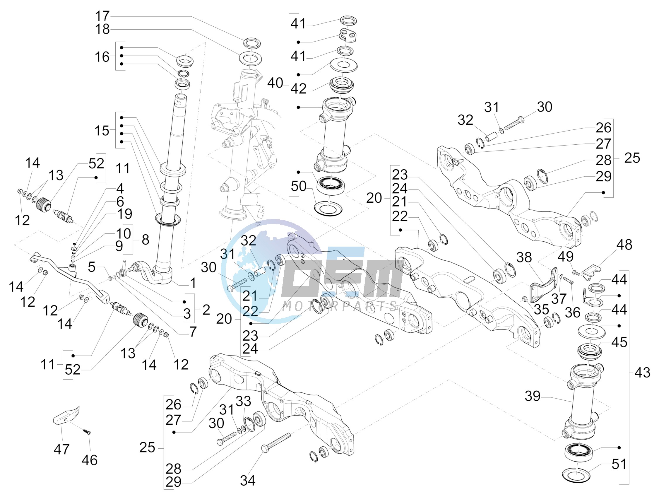 Fork/steering tube - Steering bearing unit