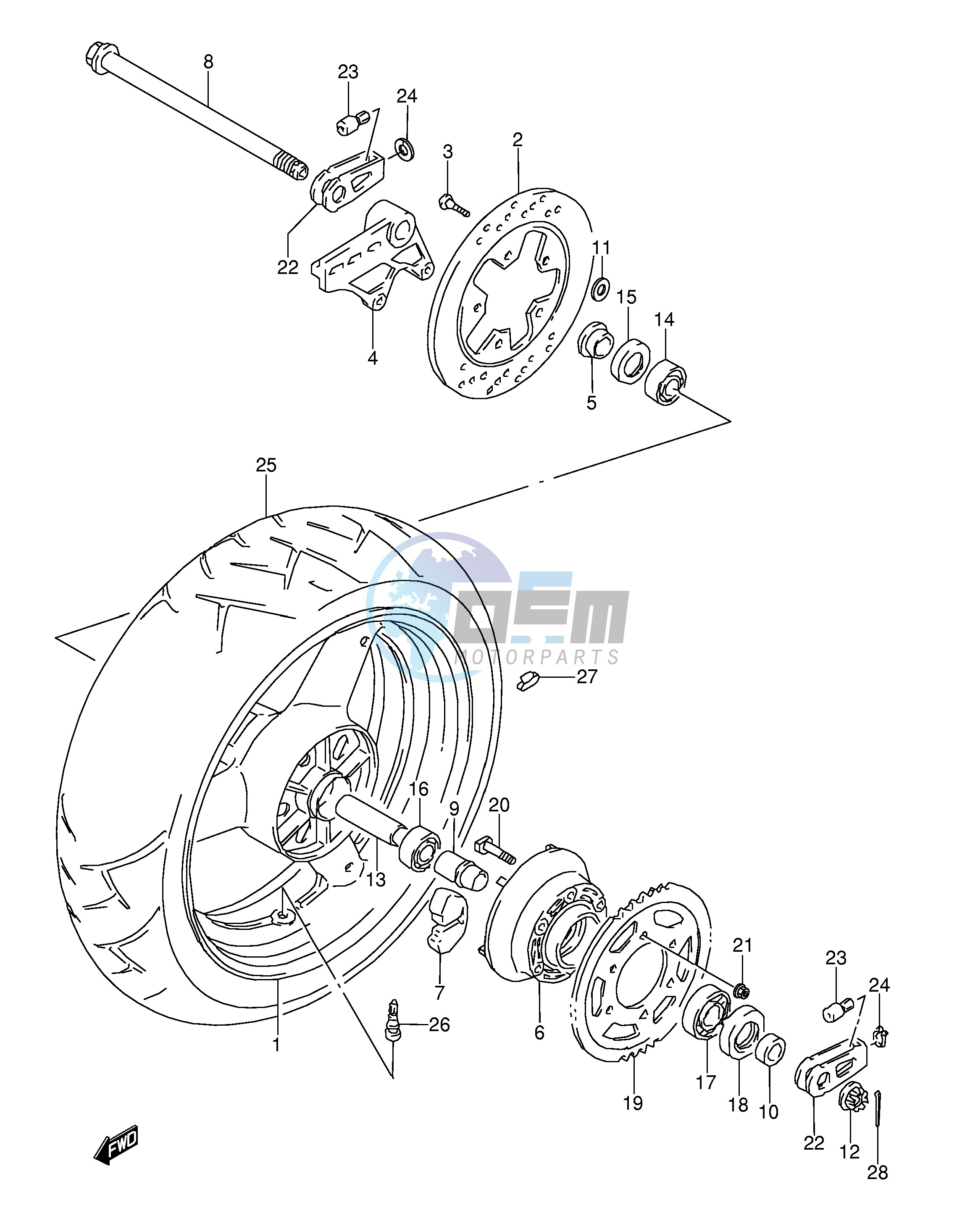 REAR WHEEL (MODEL P R)