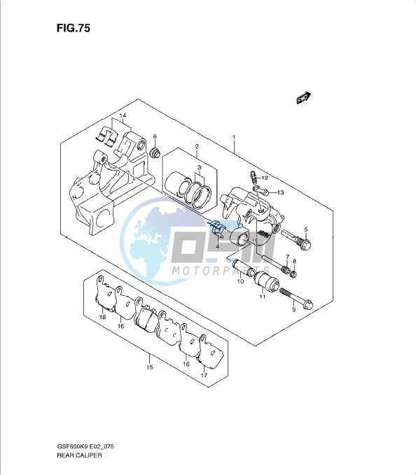 REAR CALIPER (GSF650K9/SK9/SUK9/UK9/L0/SL0/SUL0/UL0)