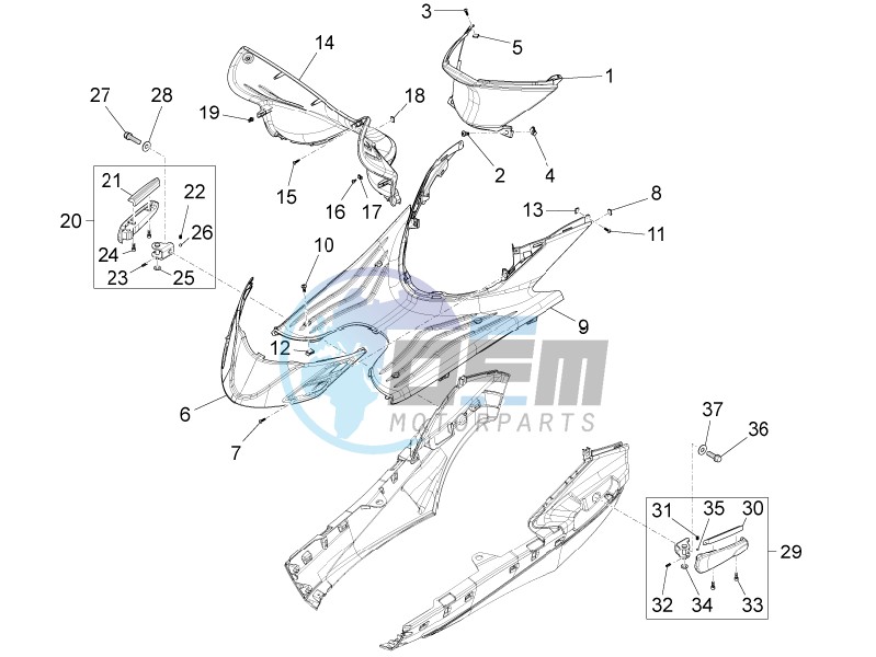 Central cover - Footrests