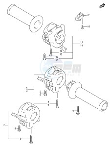 GSF600 (E2) Bandit drawing HANDLE SWITCH (MODEL V W X)