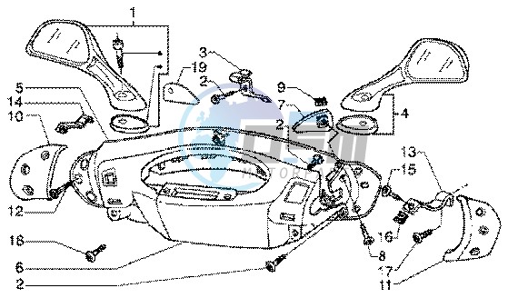 Handlebars and driving mirror cover