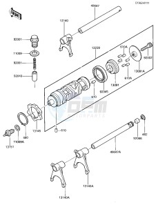 EX 250 E [NINJA 250R] (E1-E2) [NINJA 250R] drawing GEAR CHANGE DRUM & FORKS