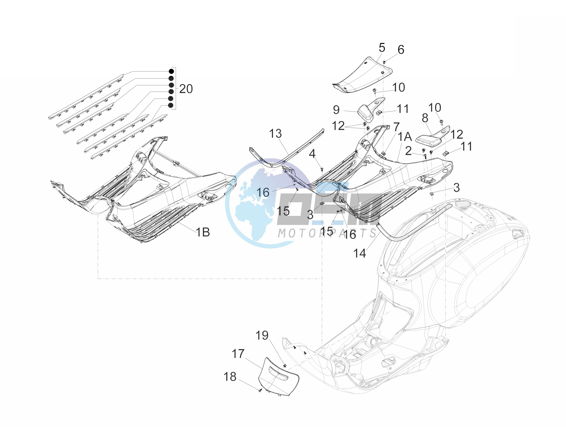 Central cover - Footrests