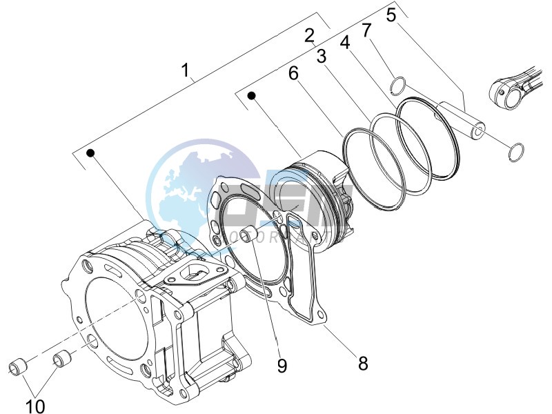 Cylinder - piston - wrist pin unit