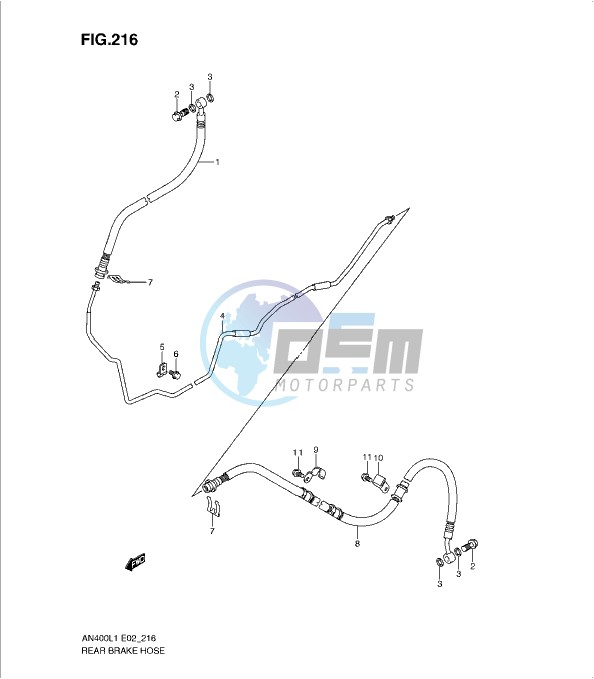 REAR BRAKE HOSE (AN400L1 E2)