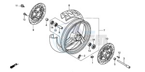 CB600F2 CB600S drawing FRONT WHEEL