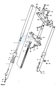 RM100 (N-T-X) drawing FRONT FORK (RM100N)