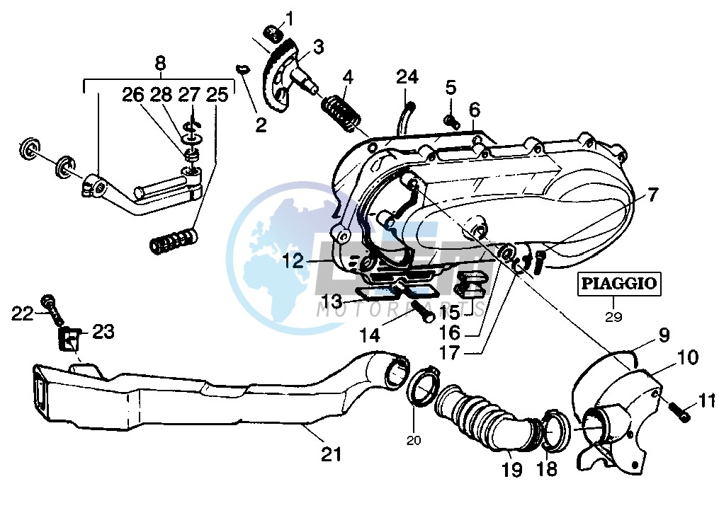 Starting lever - Crankcase - Cooling