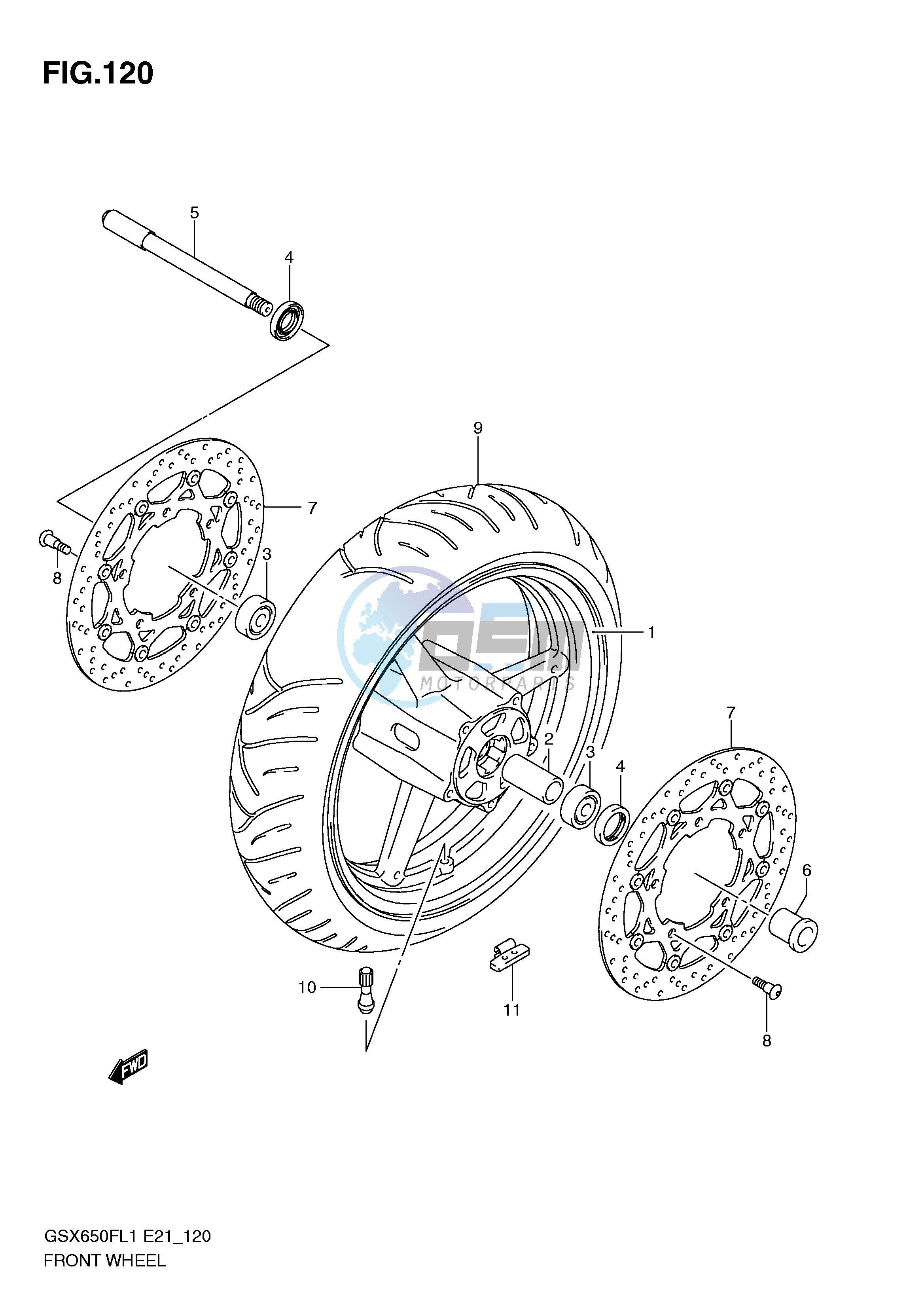 FRONT WHEEL (GSX650FUL1 E24)